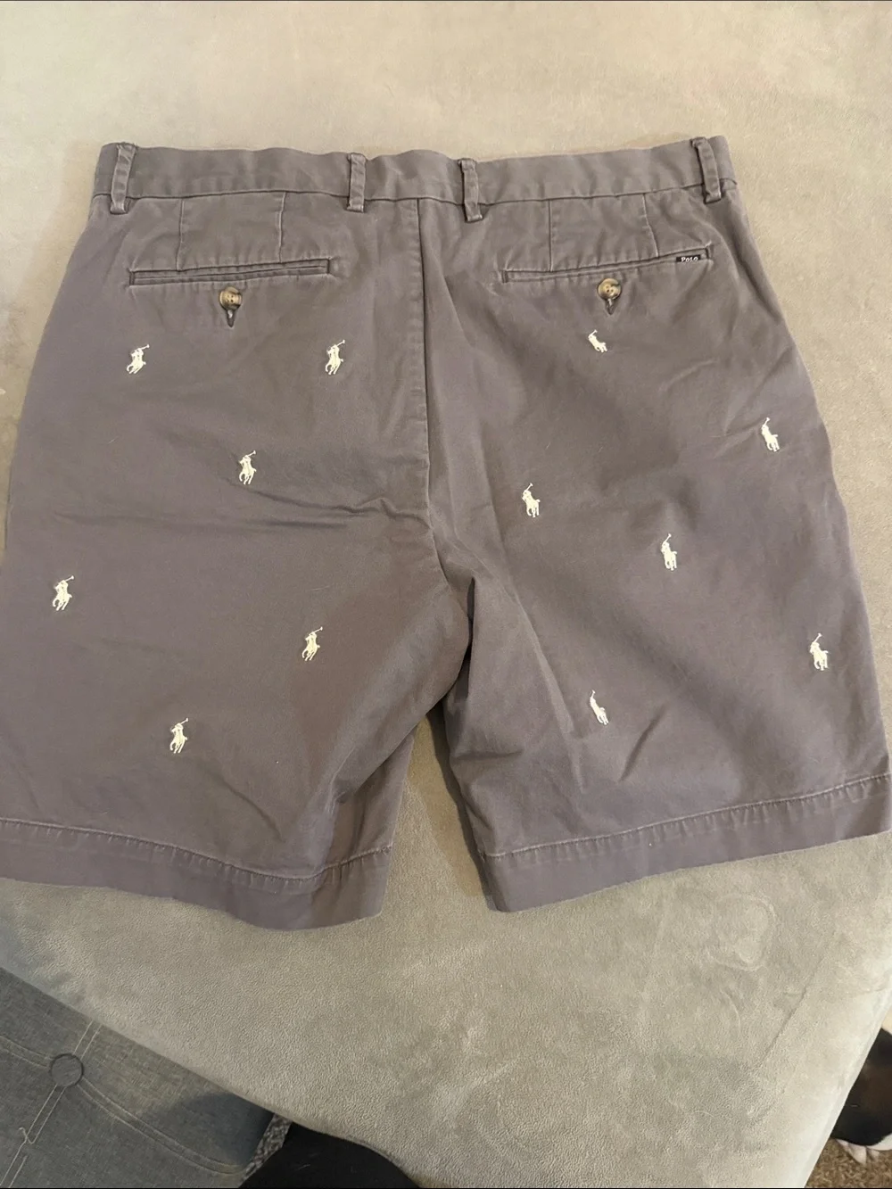 Polo by Ralph Lauren Embroidered Gray Cotton Chino Shorts